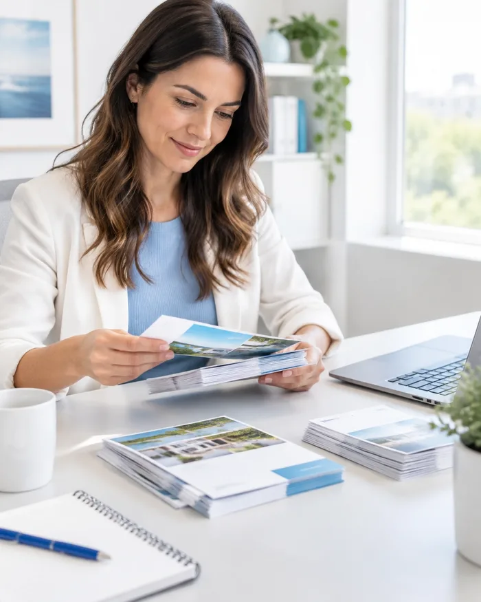 A marketer preparing a local campaign at a desk